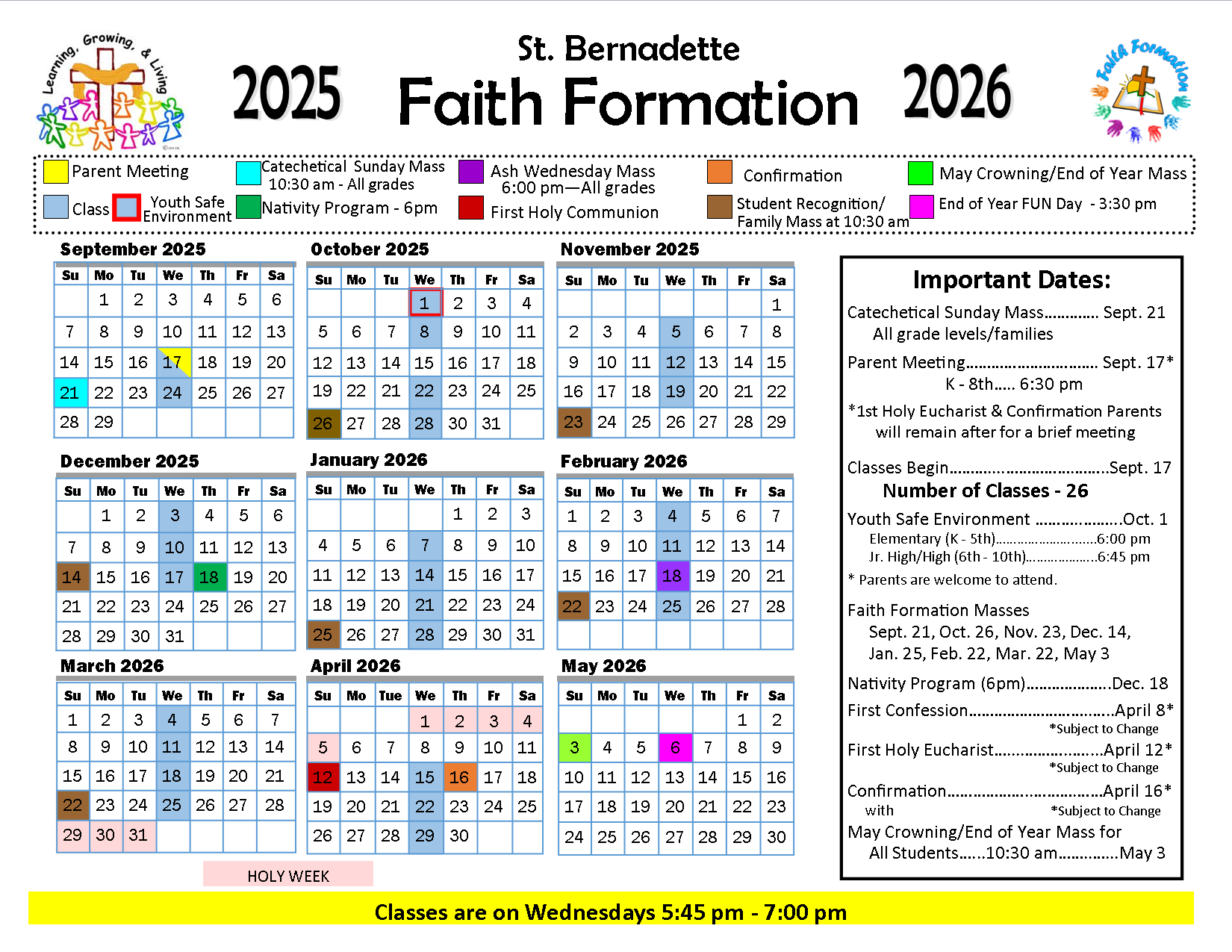 Faith Formation Calendar